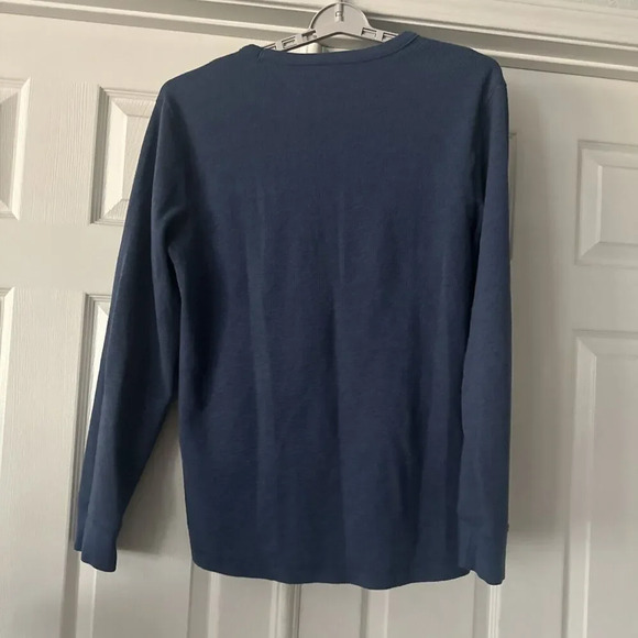 Mens Thermal Shirt Large Blue Waffle Weave Base Layer Camp Cabin Warm Activewear - Picture 3 of 7